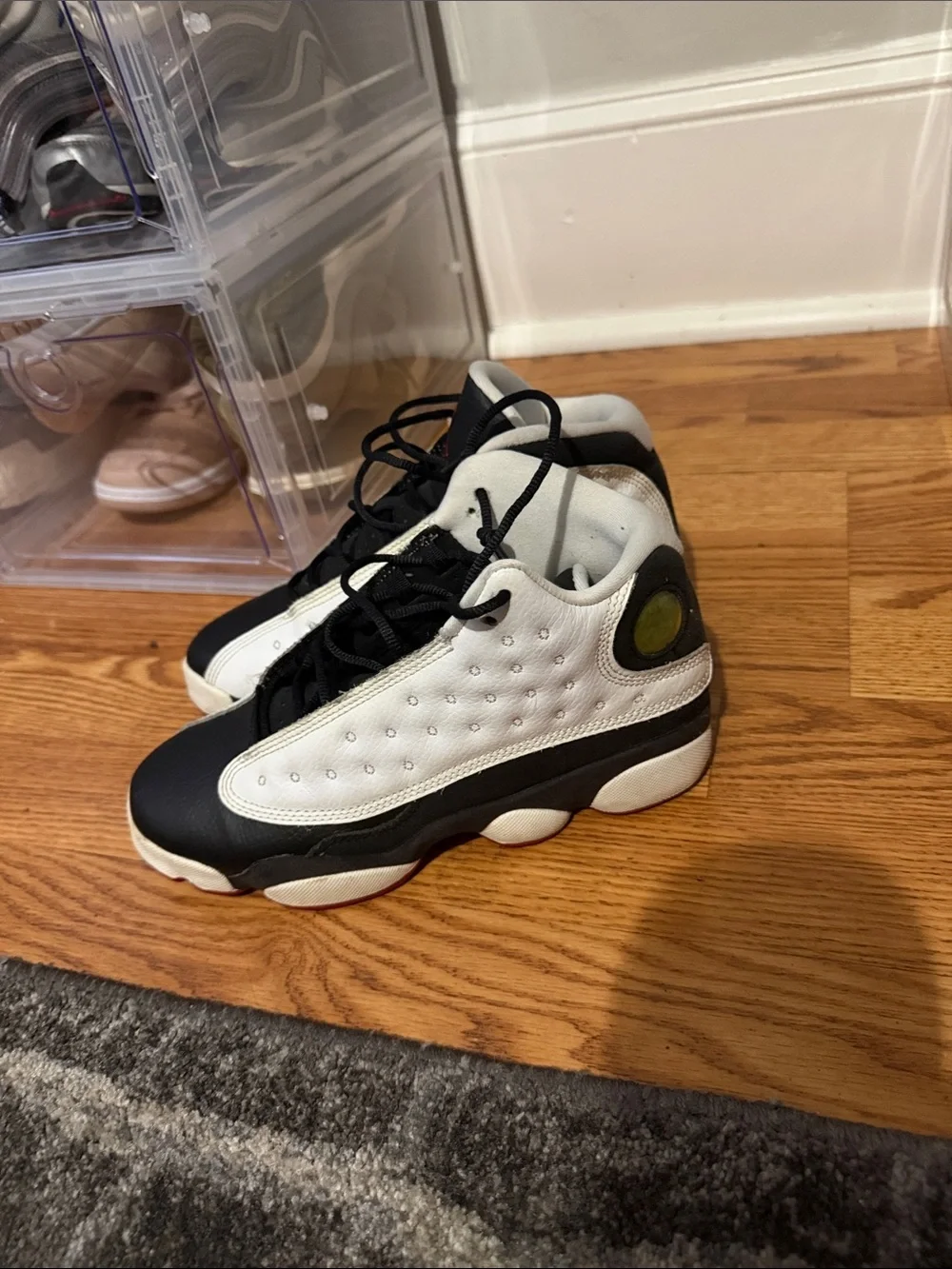 Nike Black & White Basketball Shoes with Red Logo